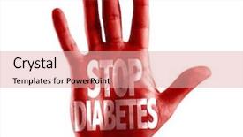  Presentation with diabetes - Slide deck having stop diabetes written on hand background and a coral colored foreground