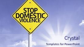  Presentation with stop domestic violence - Presentation design with stop domestic violence road sign background and a sky blue colored foreground