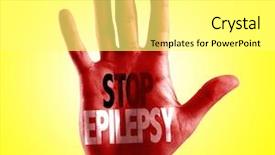  Presentation with epilepsy - Colorful presentation design enhanced with stop epilepsy written on hand backdrop and a white colored foreground