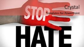  Presentation with stop - Presentation design featuring stop hate background and a coral colored foreground