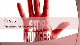  Presentation with stop - Beautiful slide set featuring stop hunger written on hand backdrop and a coral colored foreground