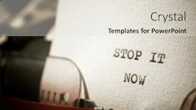  Presentation with now - Presentation theme featuring stop-it-now-text-written background and a sky blue colored foreground