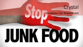  Presentation with junk food - Beautiful slides featuring stop junk food backdrop and a coral colored foreground