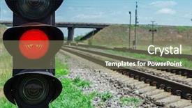  Presentation with stop light - PPT layouts having stop light - red semaphore near railway soft background and a gray colored foreground