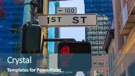  Presentation with san francisco - Presentation design consisting of stop light - san francisco downtown redlight background and a ocean colored foreground