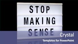  Presentation with stop - Colorful presentation theme enhanced with stop making sense phrase written backdrop and a ocean colored foreground