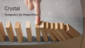  Presentation with domino - Colorful presentation design enhanced with stop motion - female hand stopping domino effect backdrop and a coral colored foreground