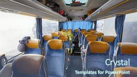  Presentation with bus stop - Cool new presentation theme with stop on a long distance backdrop and a ocean colored foreground