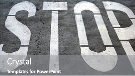  Presentation with stop - Colorful slide deck enhanced with stop painted on the ground backdrop and a gray colored foreground