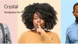  Presentation with big group people - Amazing slide deck having stop sign - cool group of people woman backdrop and a coral colored foreground