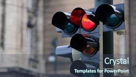  Presentation with traffic - Presentation theme with stop sign - image of traffic lights background and a ocean colored foreground