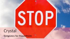  Presentation with limit - Slide set with stop sign against blue sky background and a red colored foreground