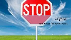  Presentation with clear sunny day rural landscape - PPT layouts with stop sign and clean landscape background and a light blue colored foreground