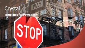  Presentation with new york city - Theme with stop sign and one way background and a tawny brown colored foreground