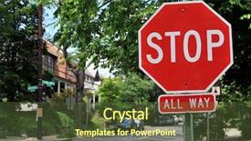  Presentation with intersection - Slides featuring stop sign at an intersection background and a tawny brown colored foreground