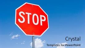  Presentation with traffic - Audience pleasing PPT theme consisting of stop sign for traffic backdrop and a light blue colored foreground