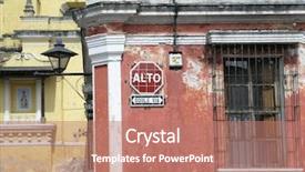  Presentation with old building britain gif - PPT theme consisting of stop sign in old building background and a  colored foreground