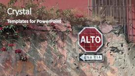  Presentation with stop the extinction - Cool new slide set with stop sign on a old backdrop and a  colored foreground