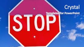  Presentation with blue sky - Theme featuring stop sign on blue sky background and a royal blue colored foreground