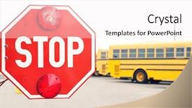  Presentation with bus stop - Slides having stop sign on school bus background and a white colored foreground