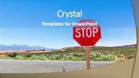  Presentation with road stop sign - PPT theme consisting of stop sign on valley road background and a teal colored foreground
