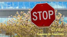  Presentation with windows - Slide deck featuring stop-sign-with-blooming-tree background and a tawny brown colored foreground