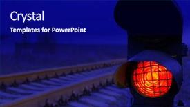  Presentation with traffic signal - Audience pleasing presentation theme consisting of stop signal lamp in dusk backdrop and a navy blue colored foreground