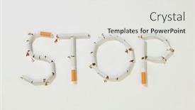  Presentation with stop smoking - Theme consisting of stop-smoking-concept-letters-made background and a light gray colored foreground