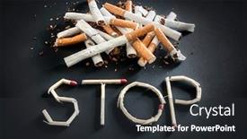  Presentation with stop smoking - Amazing PPT theme having stop-smoking-word-written backdrop and a dark gray colored foreground