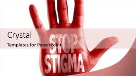  Presentation with stop - Slide set with stop stigma written on hand background and a coral colored foreground