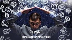  Presentation with rain gauge - Colorful theme enhanced with stop talking - young businessman under rain covering backdrop and a  colored foreground