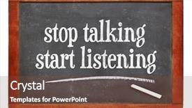  Presentation with slate - Presentation design consisting of stop talking start listening - advice background and a  colored foreground