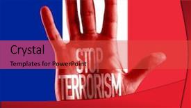  Presentation with terrorism - Audience pleasing slides consisting of stop terrorism painted on hand backdrop and a red colored foreground