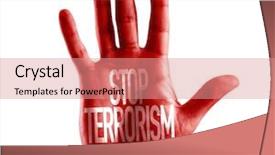  Presentation with terrorism - Amazing theme having stop terrorism painted on hand backdrop and a coral colored foreground