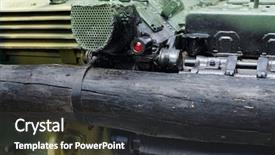  Presentation with tank - Cool new presentation design with stop wars - backside of a military tank backdrop and a dark gray colored foreground