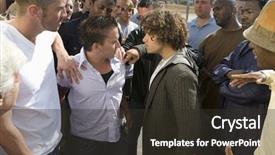  Presentation with groups - Cool new PPT theme with stop wars - confrontation between two groups backdrop and a tawny brown colored foreground