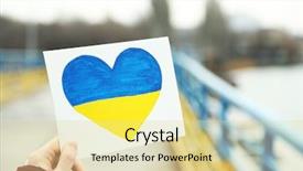  Presentation with ukraine - Theme consisting of stop wars - hand holding paper heart background and a blonde colored foreground