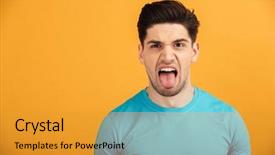  Presentation with camera - Audience pleasing PPT layouts consisting of stop worry - close up portrait backdrop and a gold colored foreground