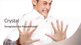  Presentation with holding hands - Presentation theme featuring stop worry - young man holding his hands background and a sky blue colored foreground