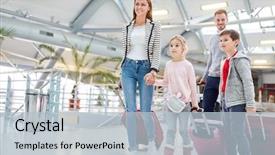  Presentation with family children - Slide set enhanced with stopover in the airport background and a light blue colored foreground