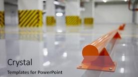  Presentation with wheel - Presentation design featuring stoppers at underground parking focus background and a light gray colored foreground