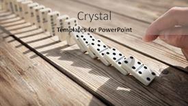  Presentation with domino - Presentation theme having stopping-the-domino-effect-concept background and a coral colored foreground