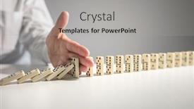  Presentation with domino - Audience pleasing PPT theme consisting of stopping-the-domino-effect-concept backdrop and a light gray colored foreground