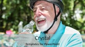  Presentation with bicycle - Beautiful slide set featuring stops to drink bottled water backdrop and a light blue colored foreground