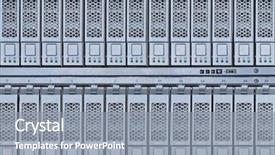  Presentation with storage - Cool new presentation design with storage area network hard drives backdrop and a gray colored foreground