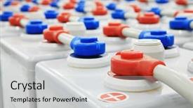  Presentation with switchboard - Beautiful presentation design featuring storage battery for switchboard backdrop and a light gray colored foreground