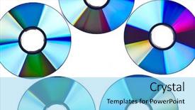  Presentation with storage - Audience pleasing presentation design consisting of storage blu ray - pattern of cd dvd disks backdrop and a light blue colored foreground