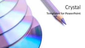  Presentation with white - Cool new slides with storage blu ray - violet pencil and cd backdrop and a white colored foreground