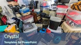  Presentation with storage - Presentation design with storage boxes old electronics background and a ocean colored foreground