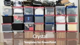  Presentation with storage file - Presentation design with storage boxes with folders binder background and a coral colored foreground